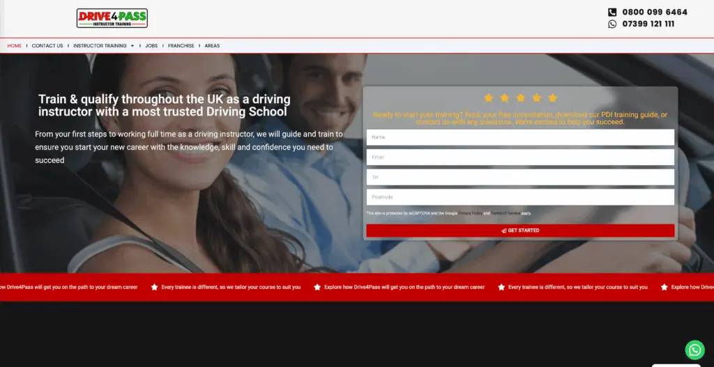 Website for Drive 4 Pass Instructor Training
